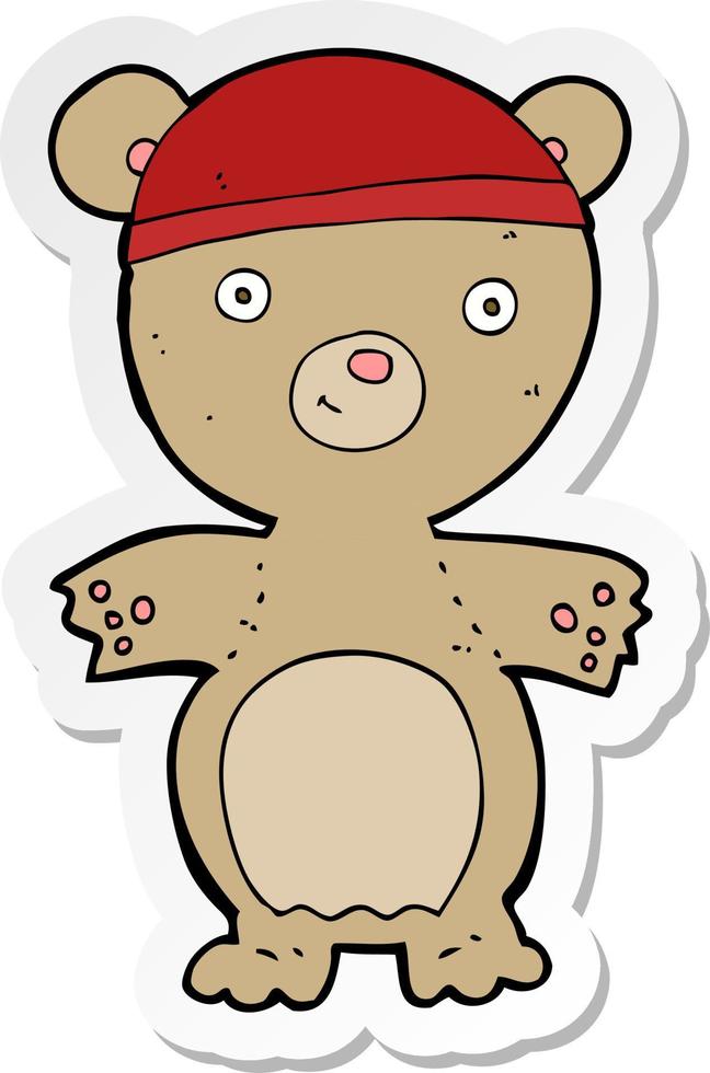 sticker of a cartoon teddy bear vector