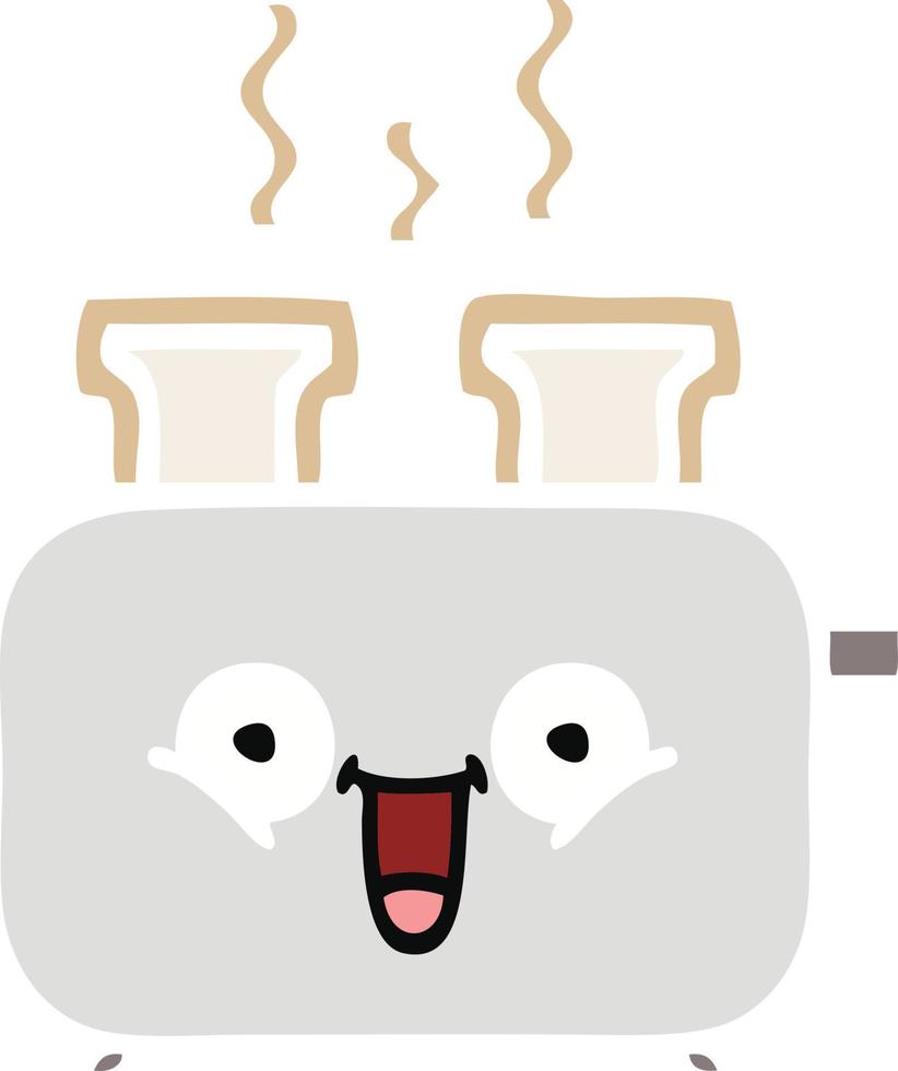 flat color retro cartoon of a toaster vector