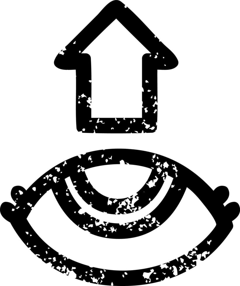 eye looking up distressed icon vector