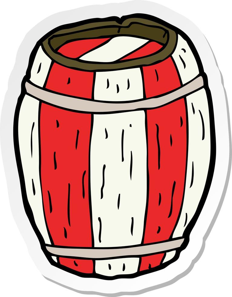 sticker of a cartoon painted barrel vector