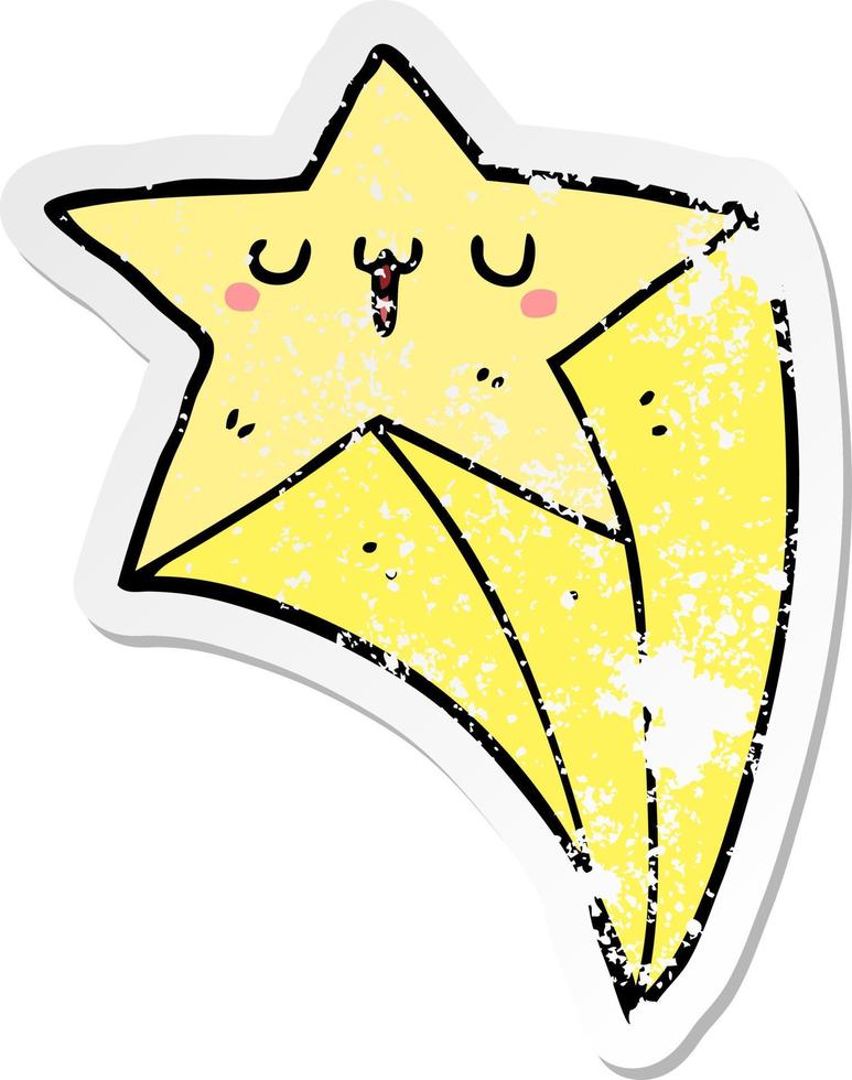 distressed sticker of a cartoon shooting star vector