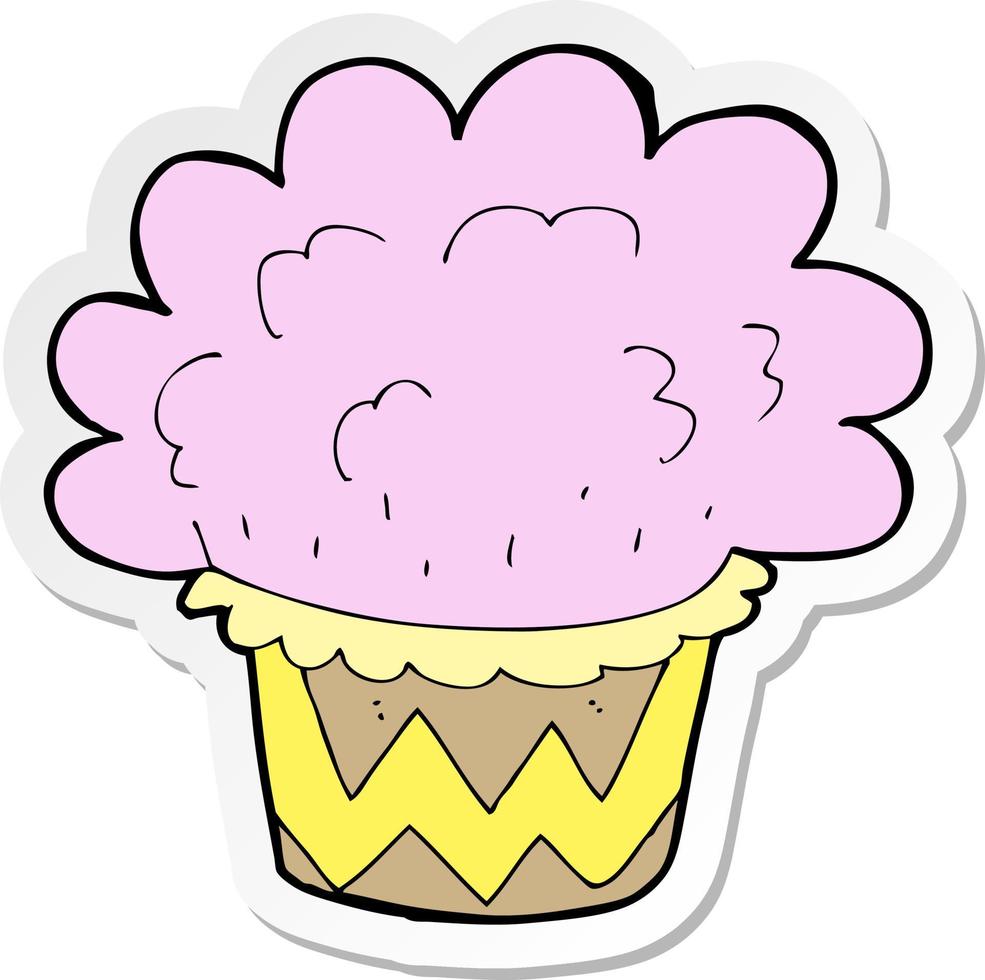 sticker of a cartoon cupcake vector