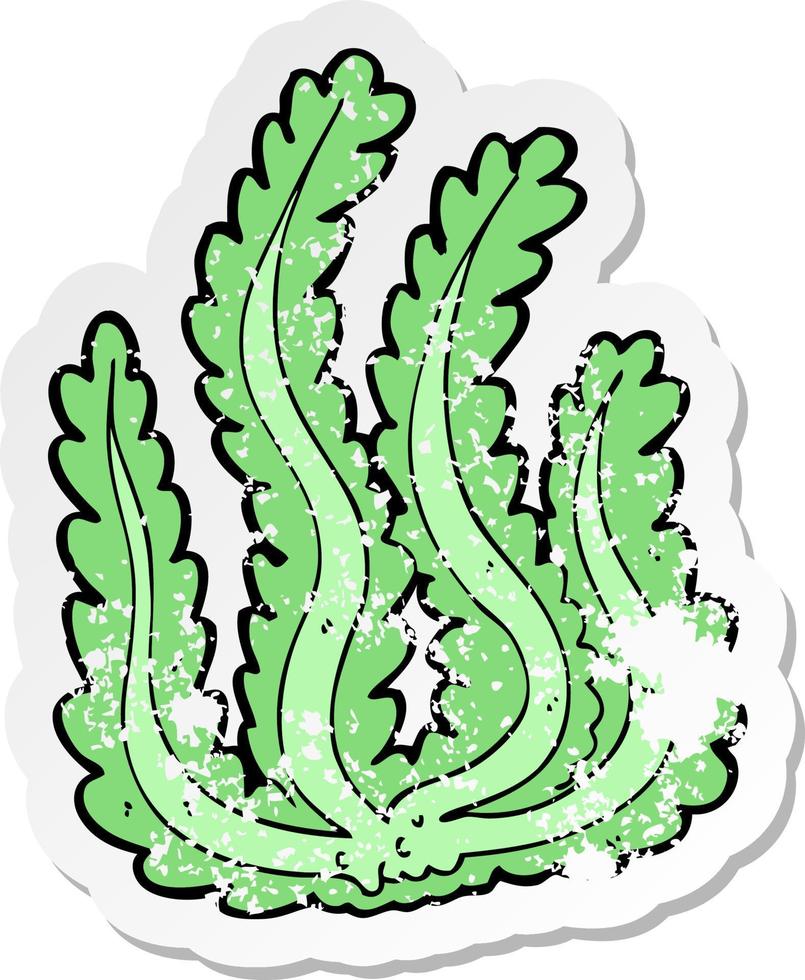 pegatina retro angustiada de una alga marina de dibujos animados vector