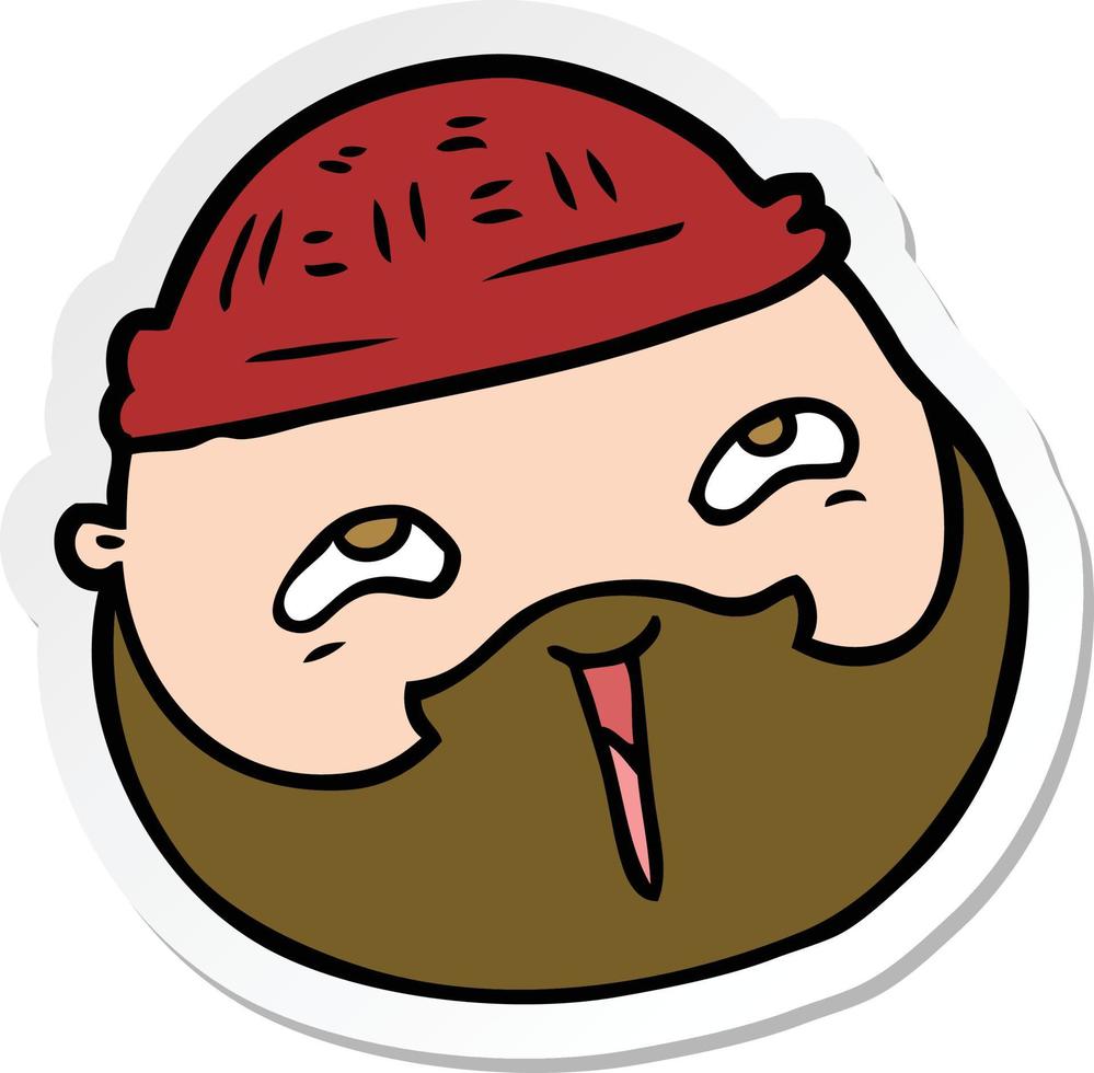 sticker of a cartoon male face with beard vector