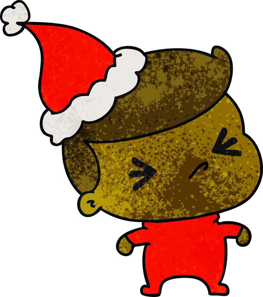 christmas textured cartoon of kawaii boy vector