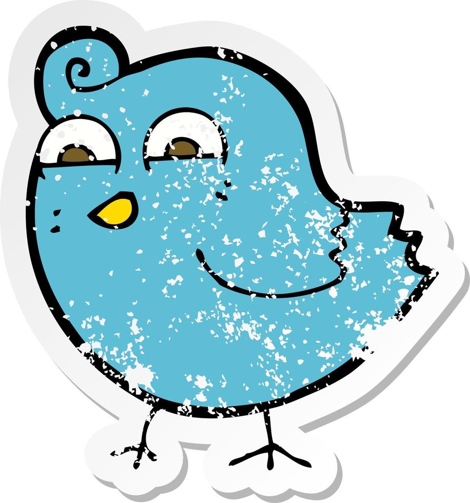 retro distressed sticker of a cartoon funny bird vector