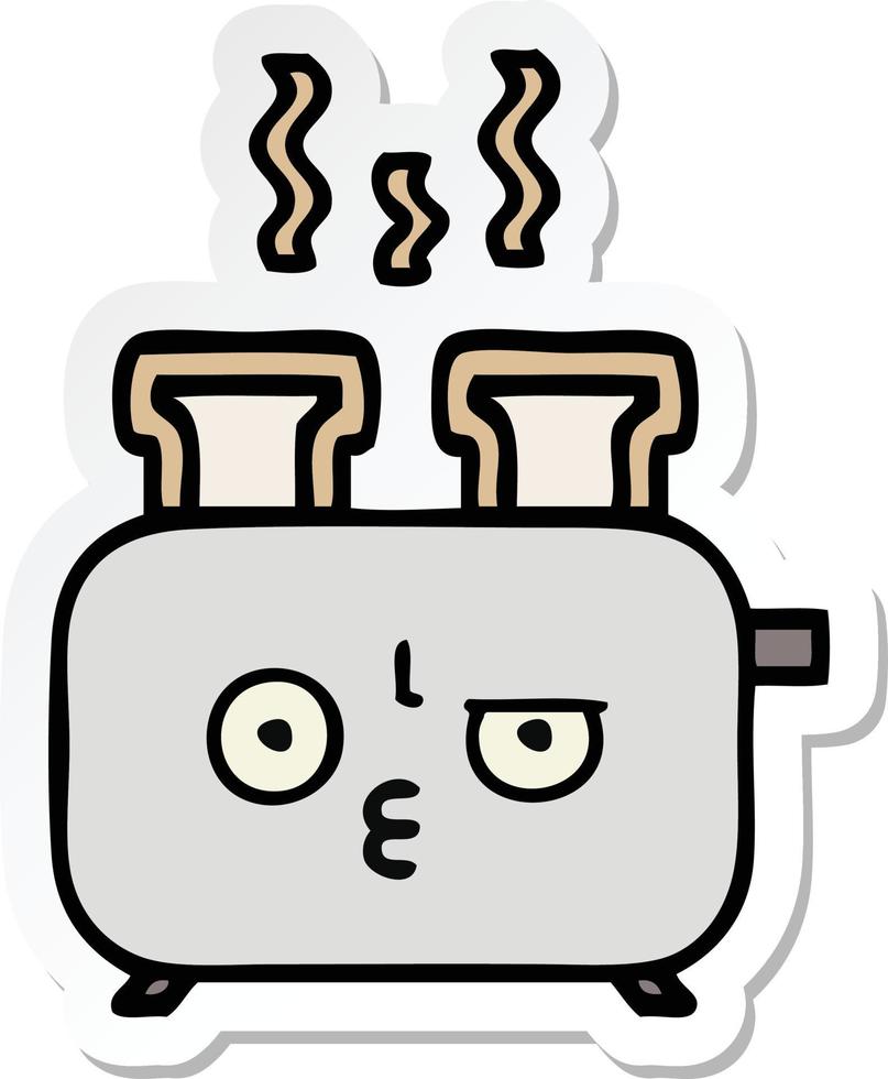 sticker of a cute cartoon of a toaster vector