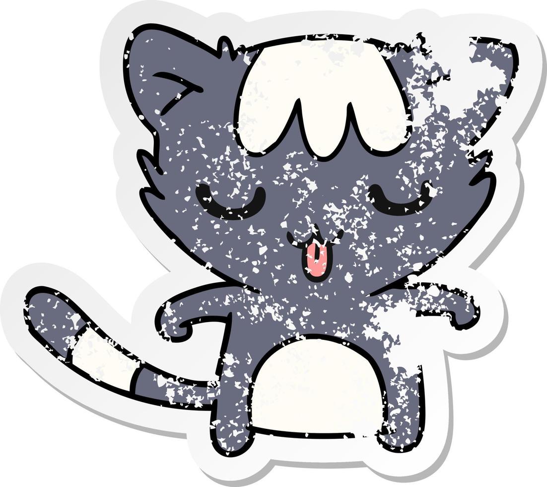 distressed sticker cartoon of a kawaii cute racoon vector