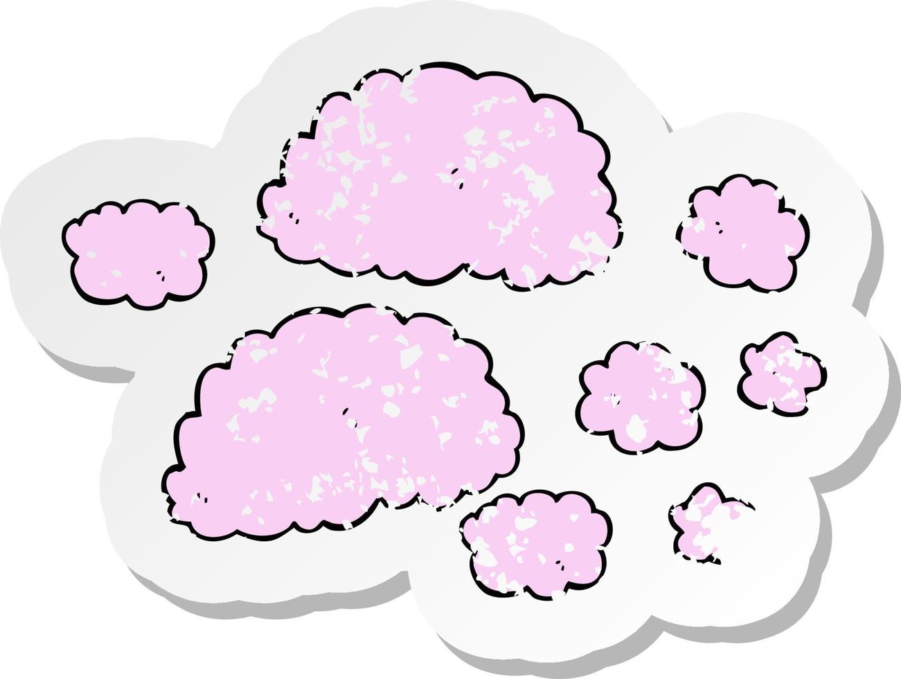 retro distressed sticker of a pink clouds vector