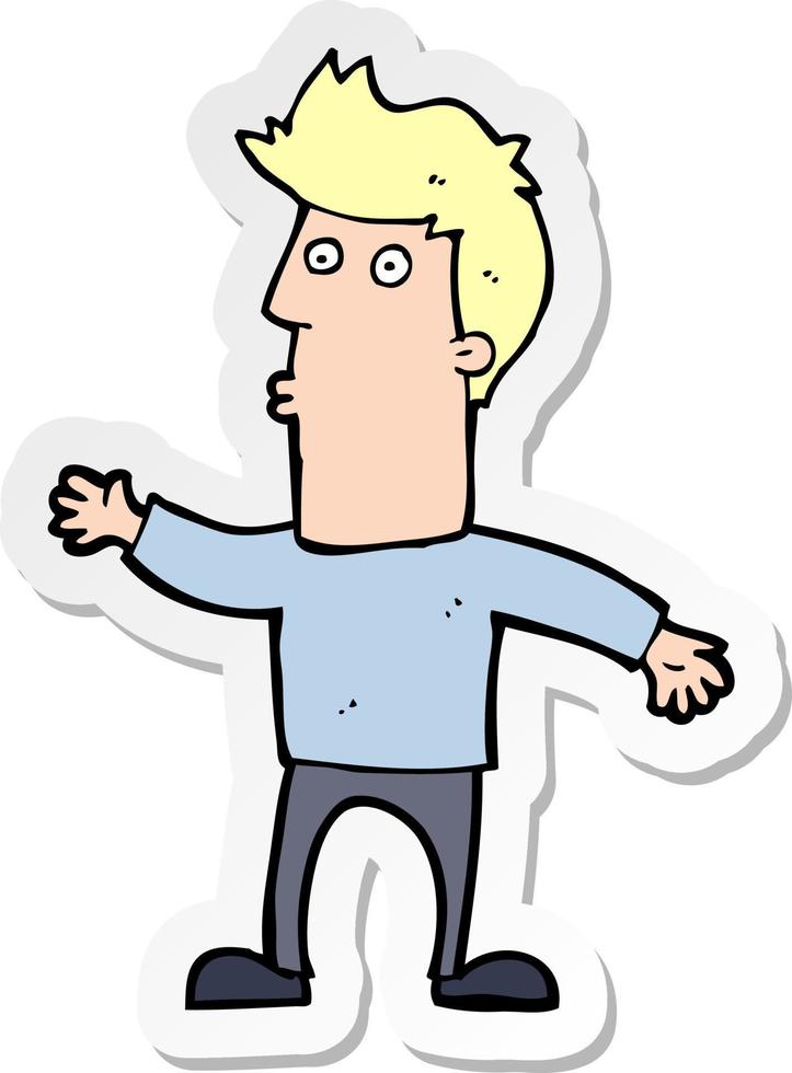 sticker of a cartoon surprised man vector