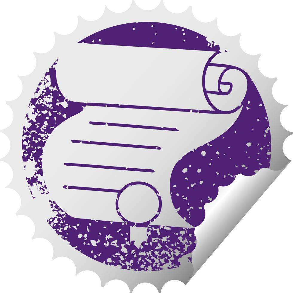 distressed circular peeling sticker symbol important document vector