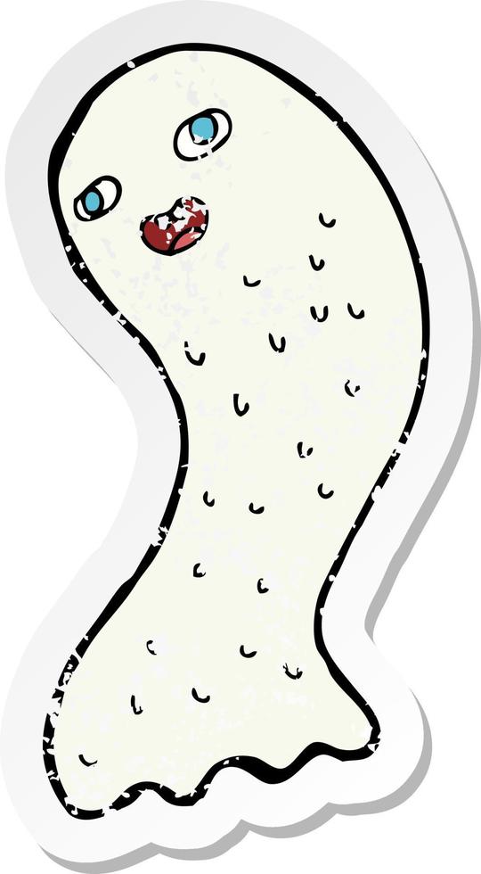 retro distressed sticker of a funny cartoon ghost vector
