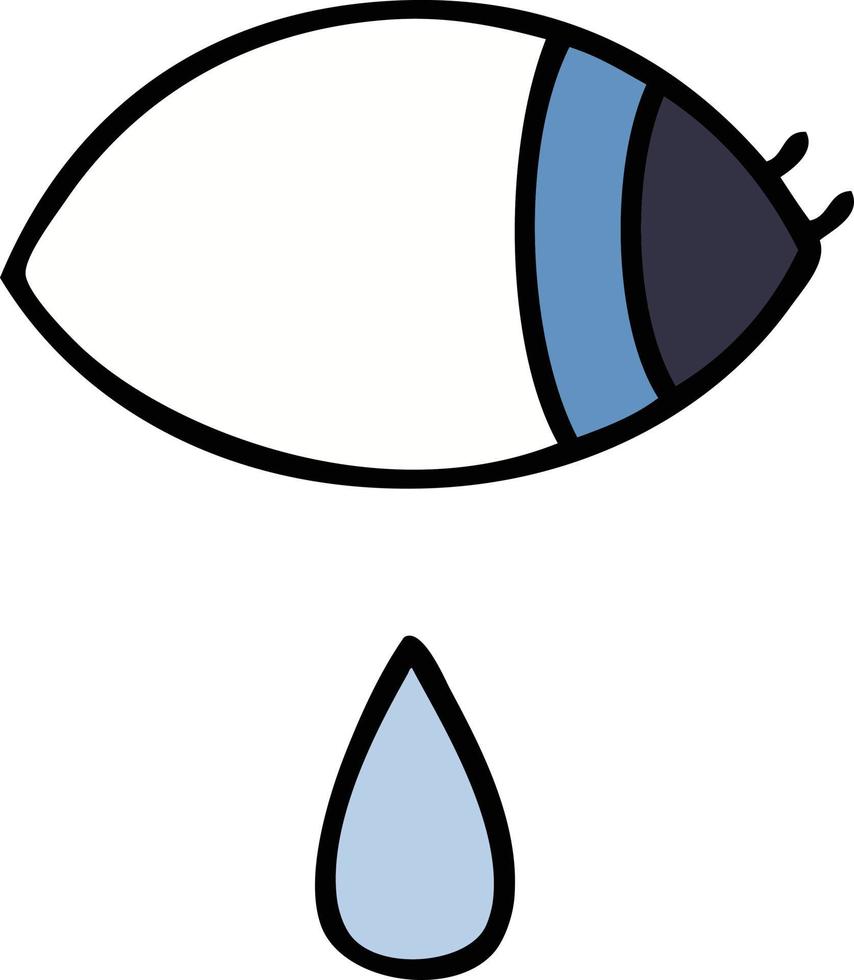 cute cartoon crying eye looking to one side vector