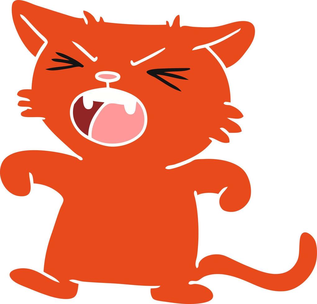 cartoon doodle of a screeching cat vector