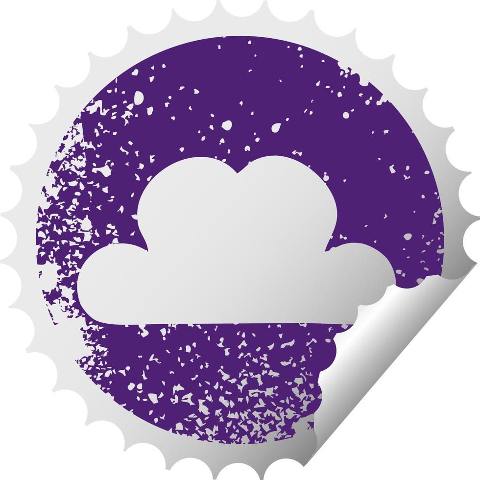 distressed circular peeling sticker symbol snow cloud vector