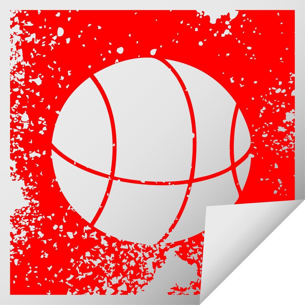 distressed square peeling sticker symbol basket ball vector