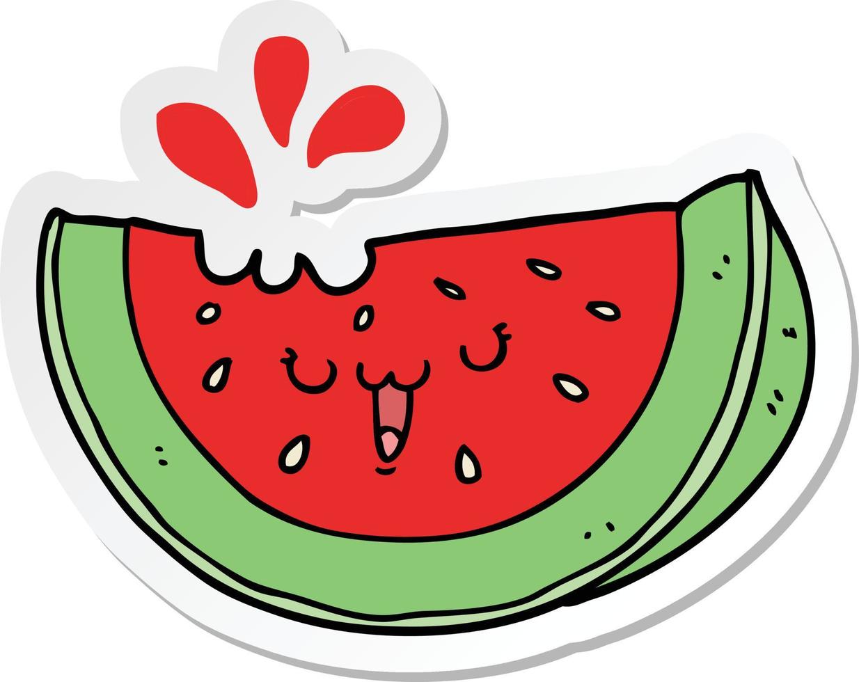 sticker of a cartoon watermelon vector