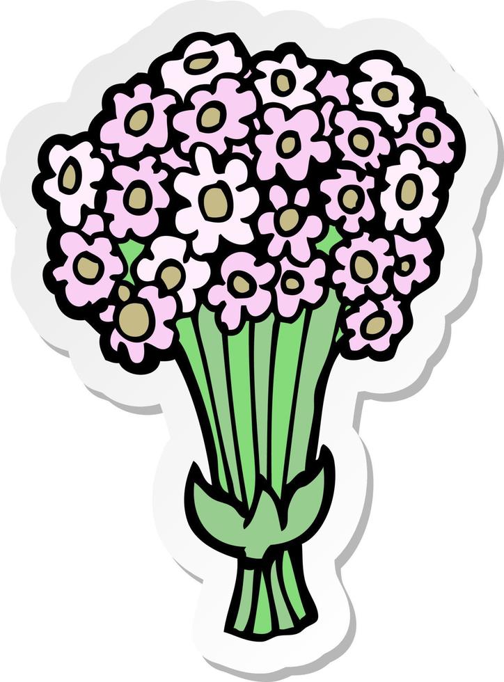 sticker of a cartoon flowers vector