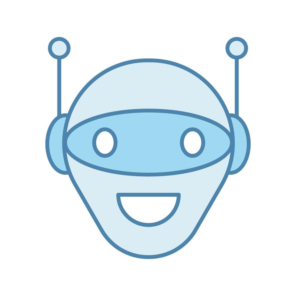 Chatbot color icon. Talkbot. Modern robot. Android laughing chat bot. Virtual assistant. Conversational agent. Isolated vector illustration