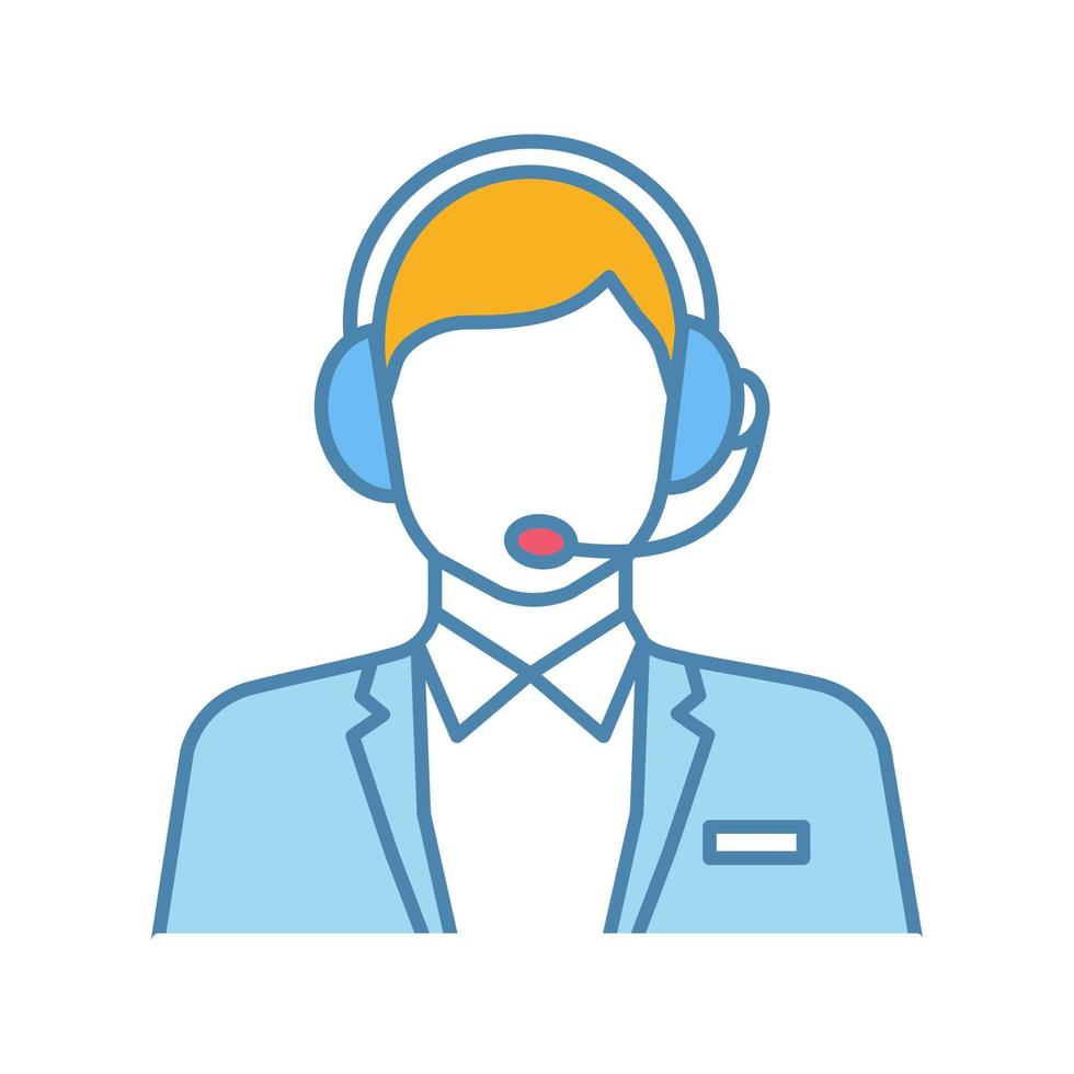 Customer support color icon. Call center operator. Clients care service. Hotline. Website manager. Isolated vector illustration