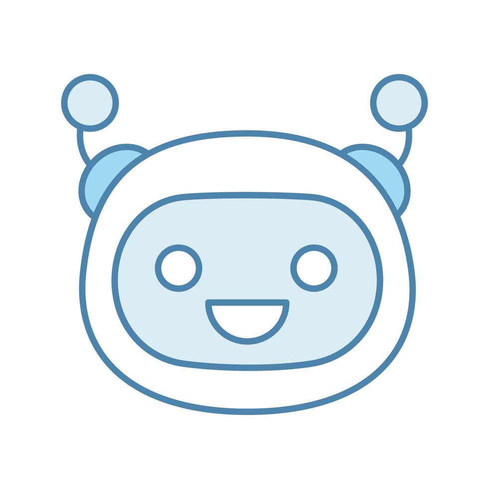 Chatbot color icon. Talkbot. Laughing chat bot. Modern robot. Virtual assistant. Conversational agent. Isolated vector illustration