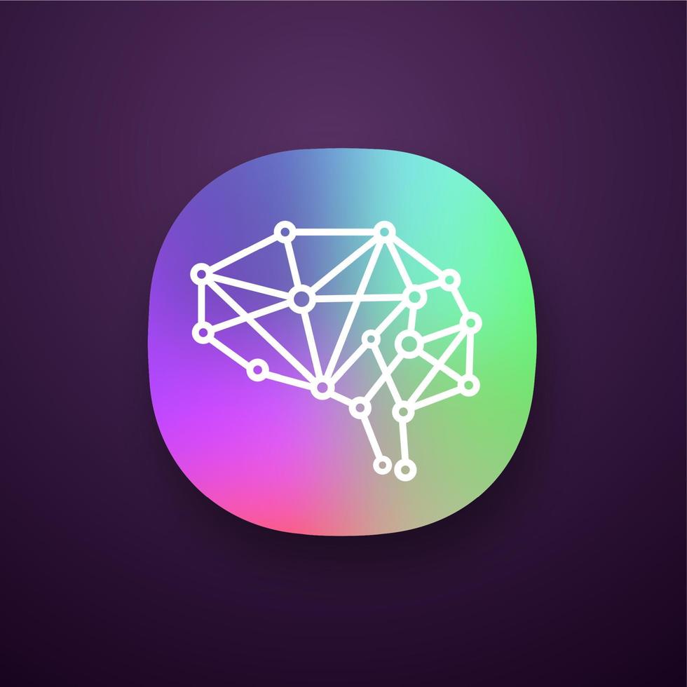 Artificial intelligence app icon. UI UX user interface. Neural network. Digital brain. Neurotechnology. Web or mobile application. Vector isolated illustration