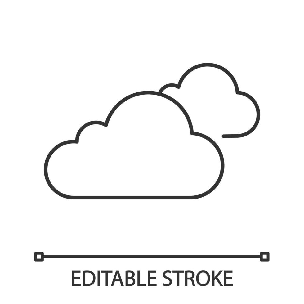 icono lineal de clima nublado. nubes ilustración de línea delgada. nubes pesadas. nublado. pronóstico del tiempo. símbolo de contorno dibujo de contorno aislado vectorial. trazo editable vector