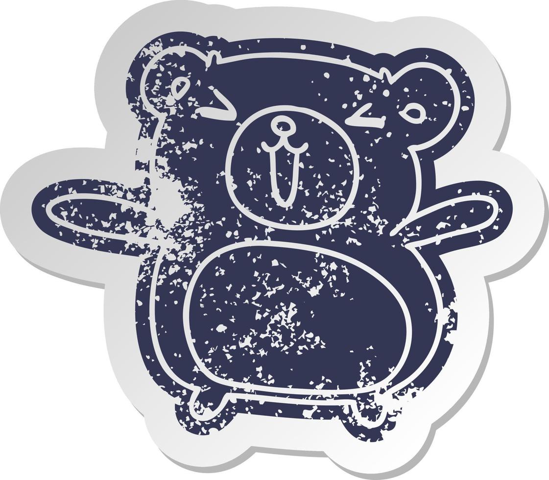distressed old sticker kawaii cute teddy bear vector