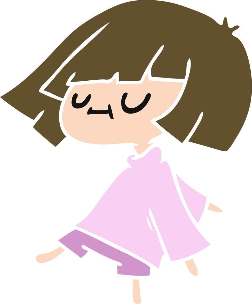 caricatura, de, lindo, kawaii, niña vector