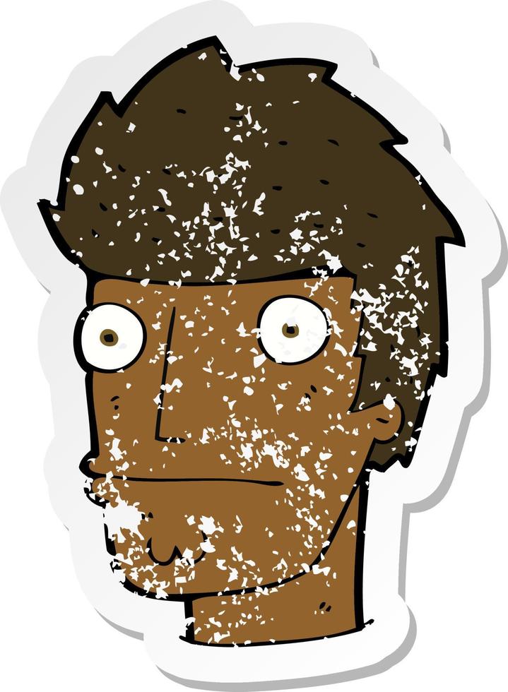 retro distressed sticker of a cartoon nervous man vector