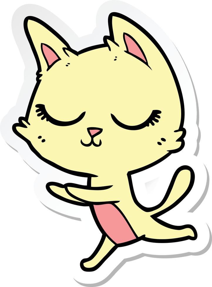 sticker of a calm cartoon cat vector