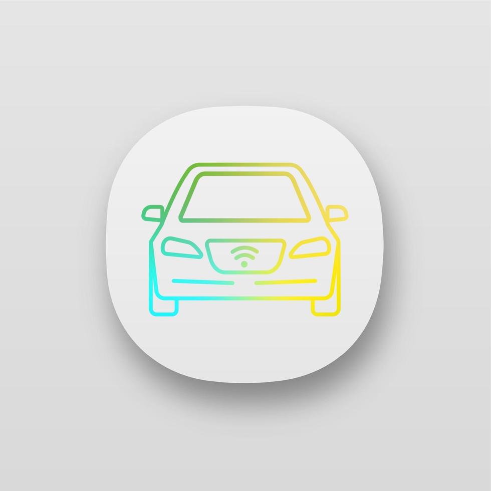 Smart car app icon. NFC auto. Intelligent vehicle. Self driving automobile. UI UX user interface. Autonomous car. Driverless vehicle. Web or mobile application. Vector isolated illustration