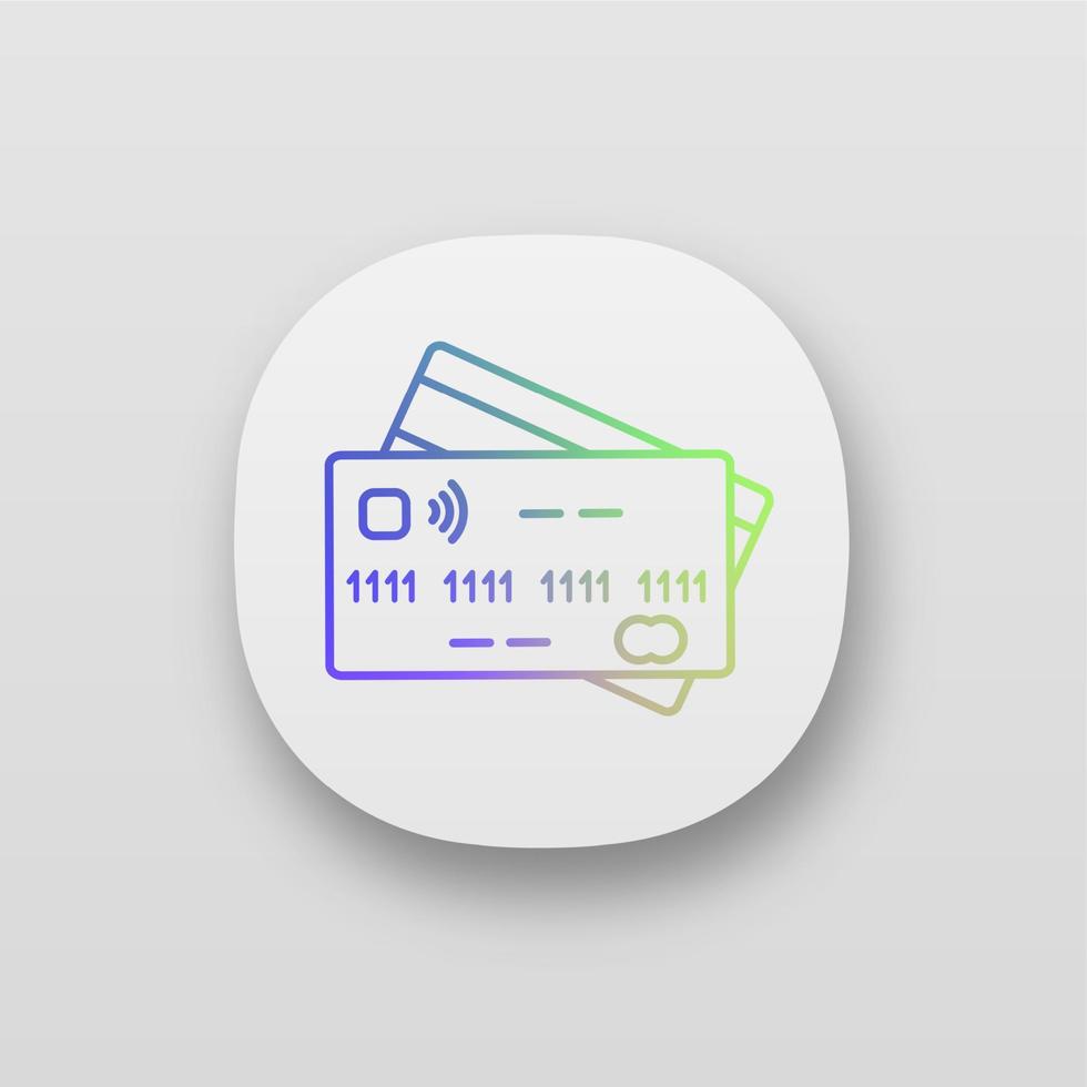 NFC credit card app icon. Cashless payment. E-payment. UI UX user interface. Web or mobile application. Vector isolated illustration