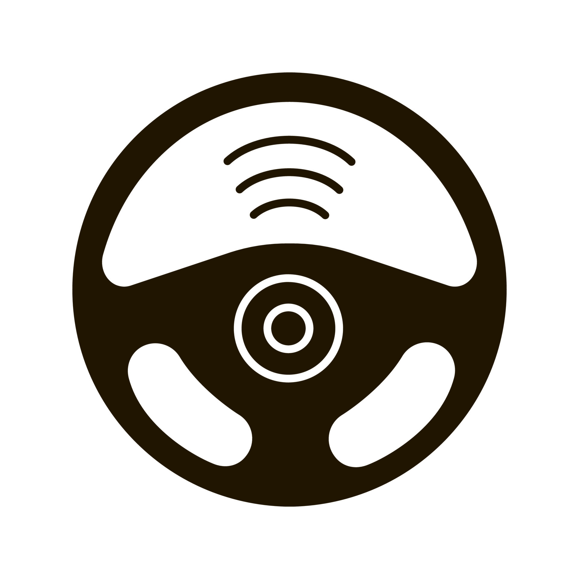 Autonomous car glyph icon. Car rudder and wireless signal sign