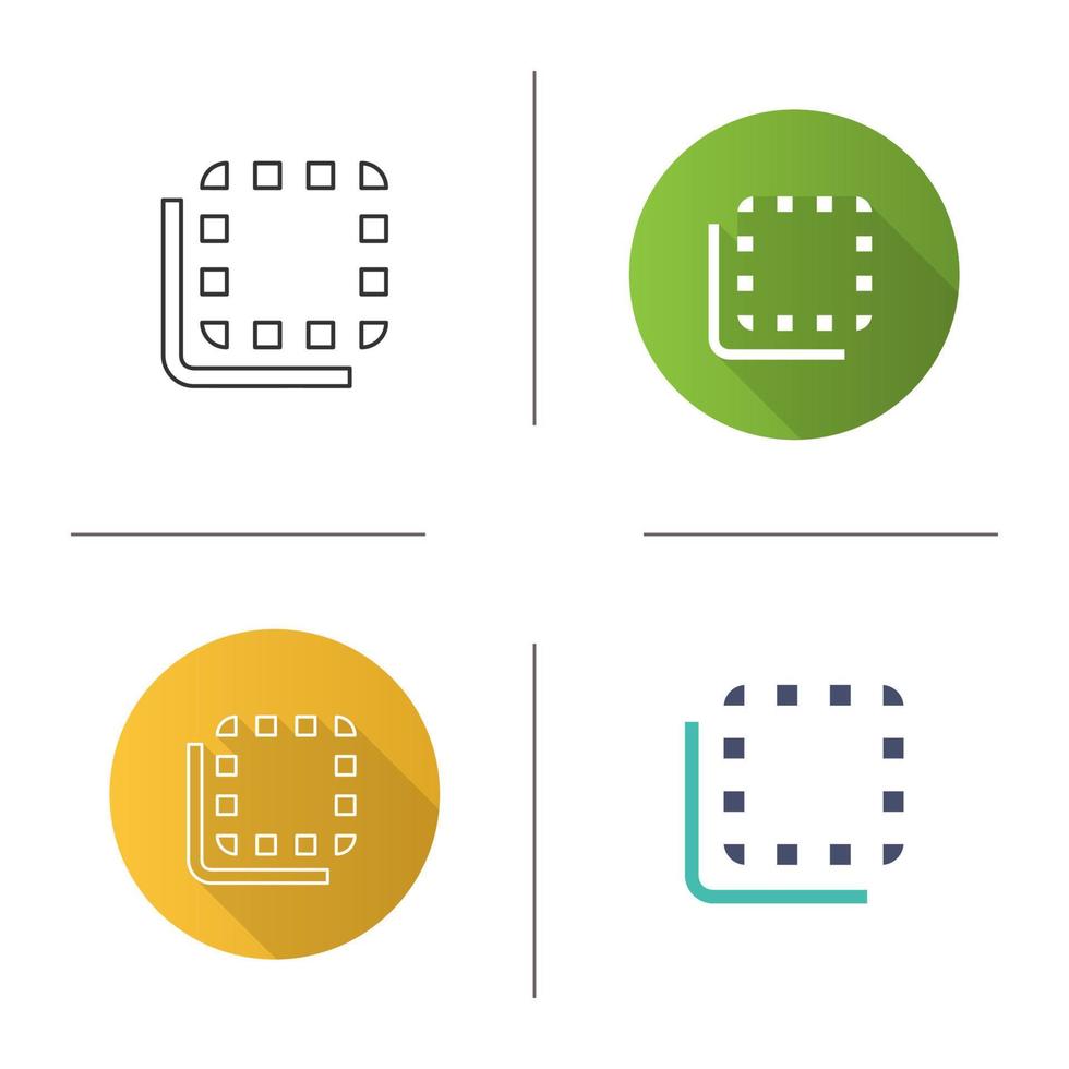 Flip to back button icon. Flat design, linear and color styles. Isolated vector illustrations