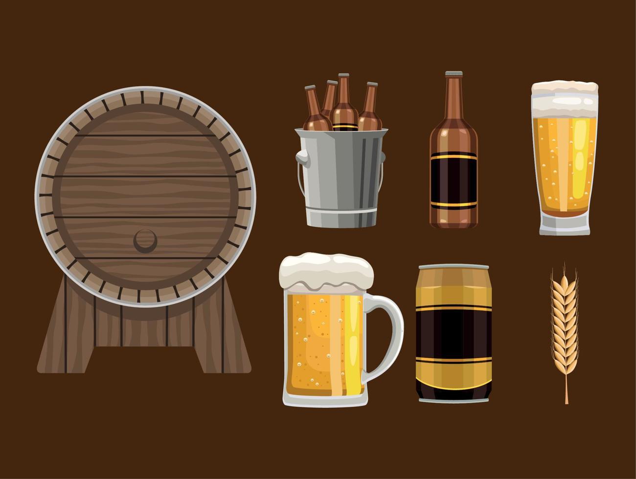 siete cervezas bebidas productos vector