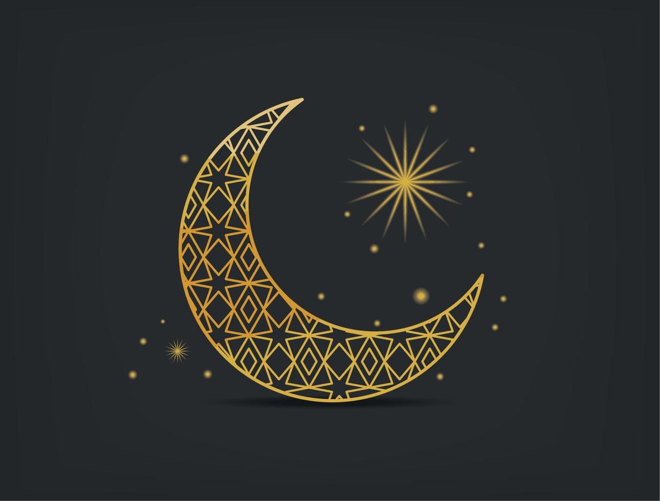 crescent moon and star vector