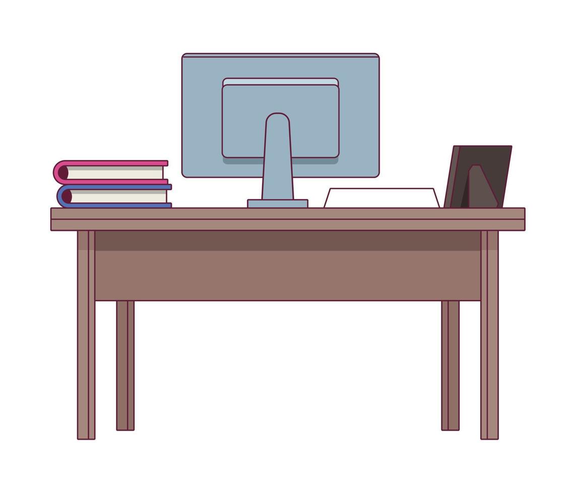 desktop in desk vector