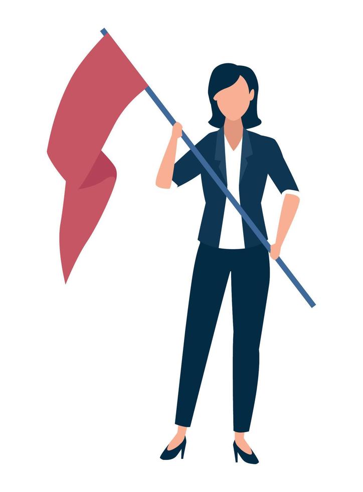 elegant businesswoman with flag vector