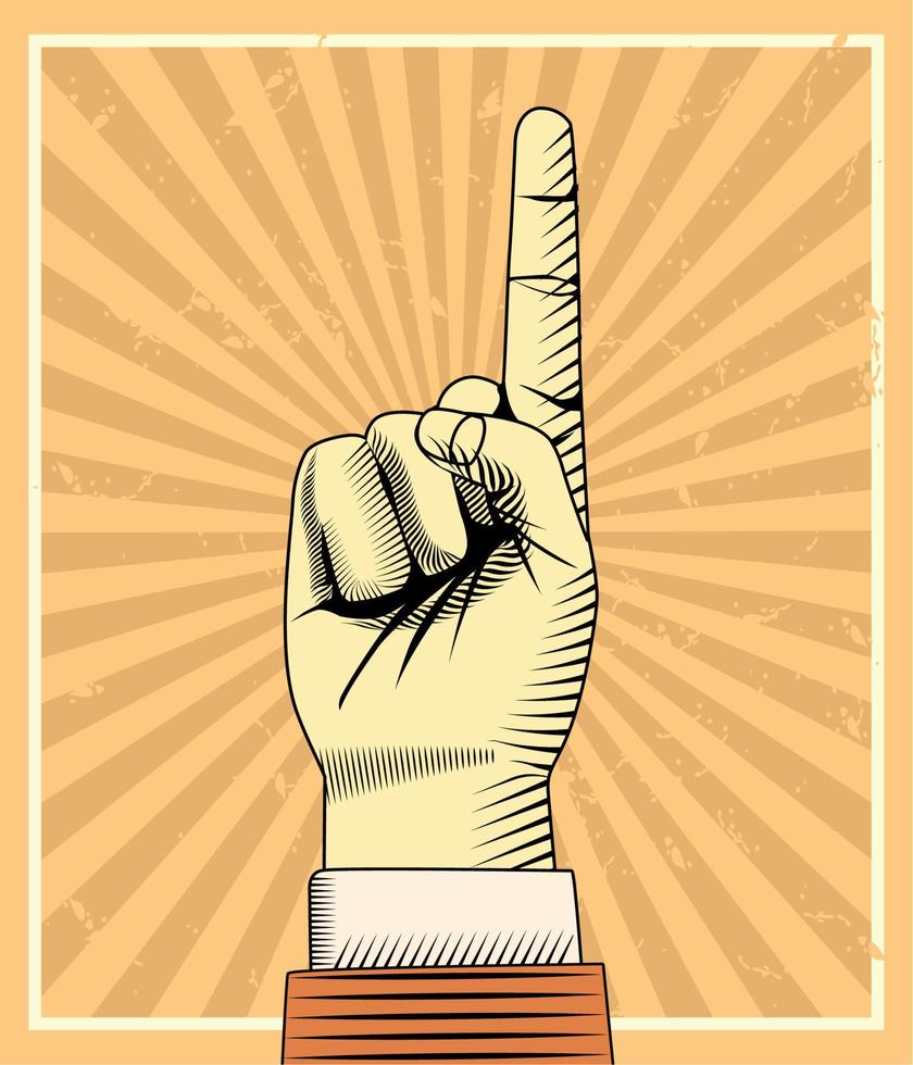 finger point sunburst poster vector