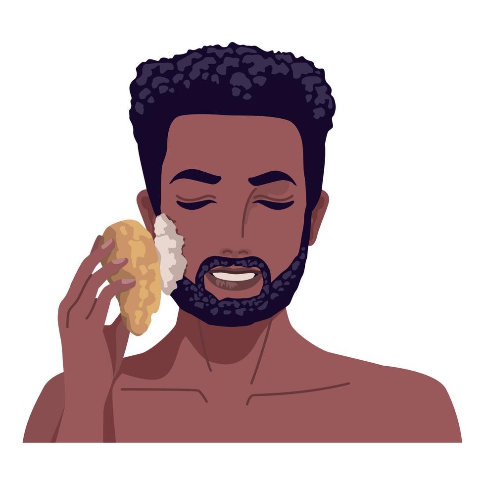 afro bearded man cleaning face vector