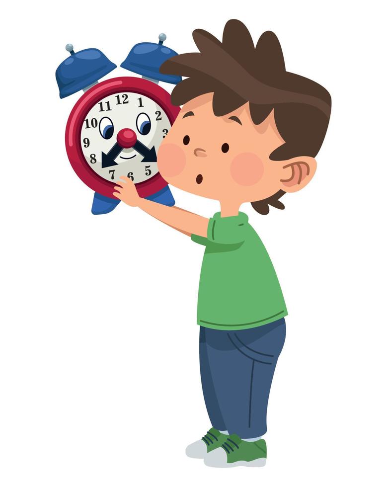 boy playing with alarm vector