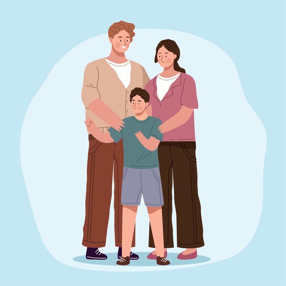 parents couple with son vector