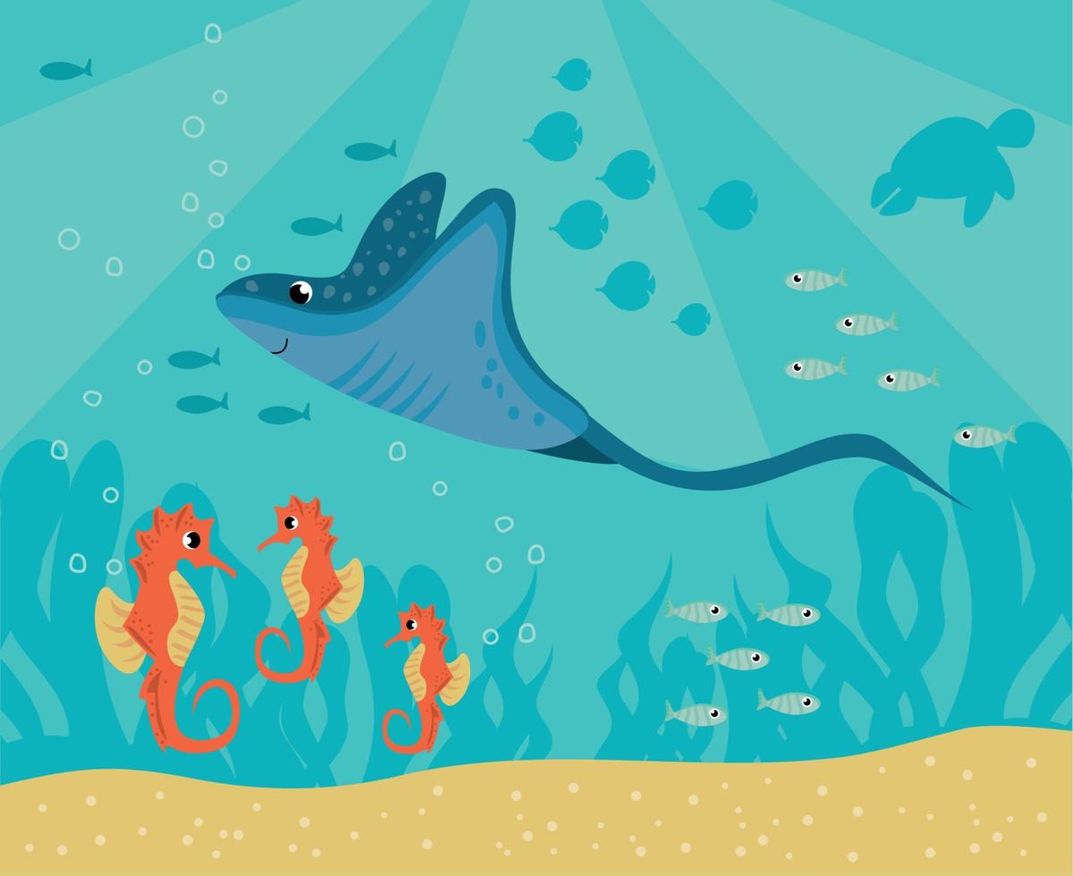 stingray sealife underwater vector