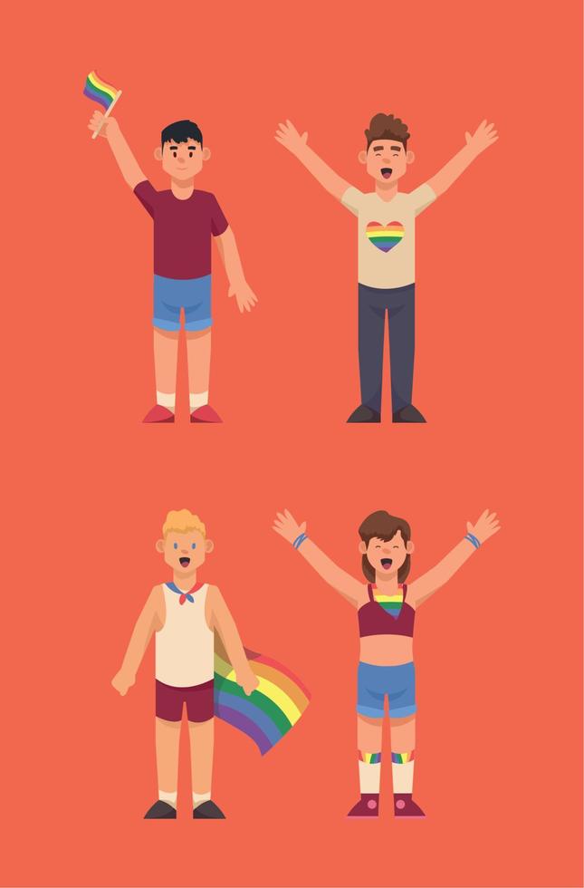 cuatro personas de la comunidad lgbtiq vector