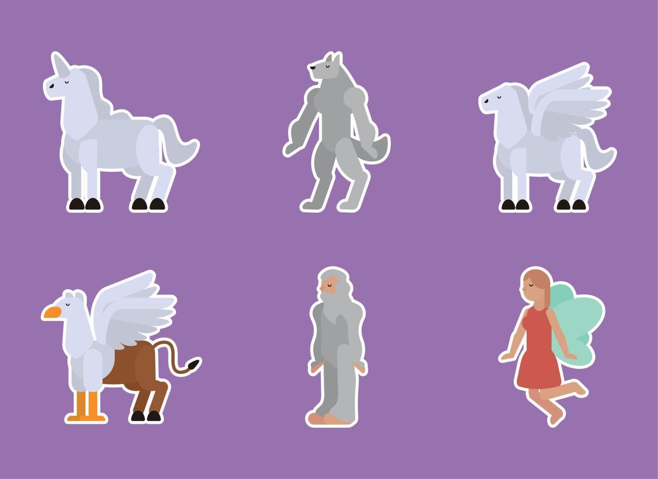 fantastic creatures six characters vector