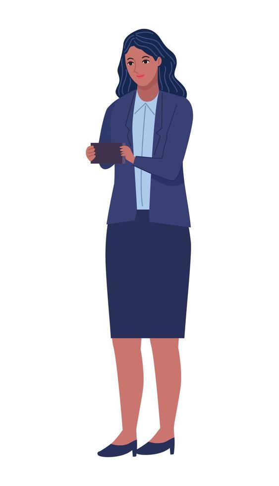 afro businesswoman using smartphone vector