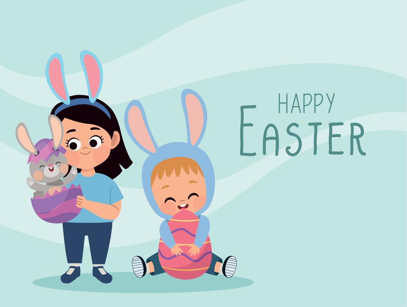 happy easter lettering postcard vector
