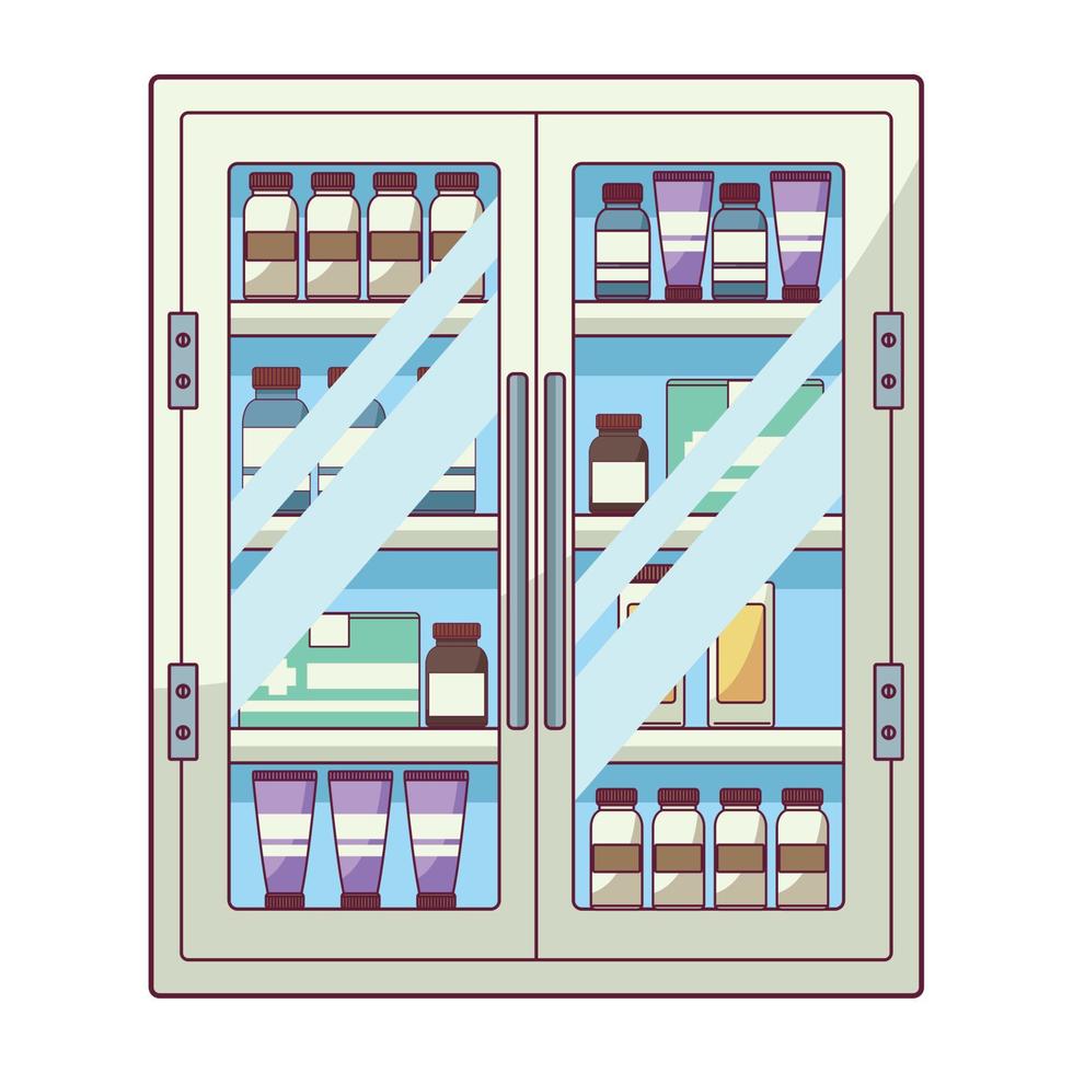 shelving with medicines vector