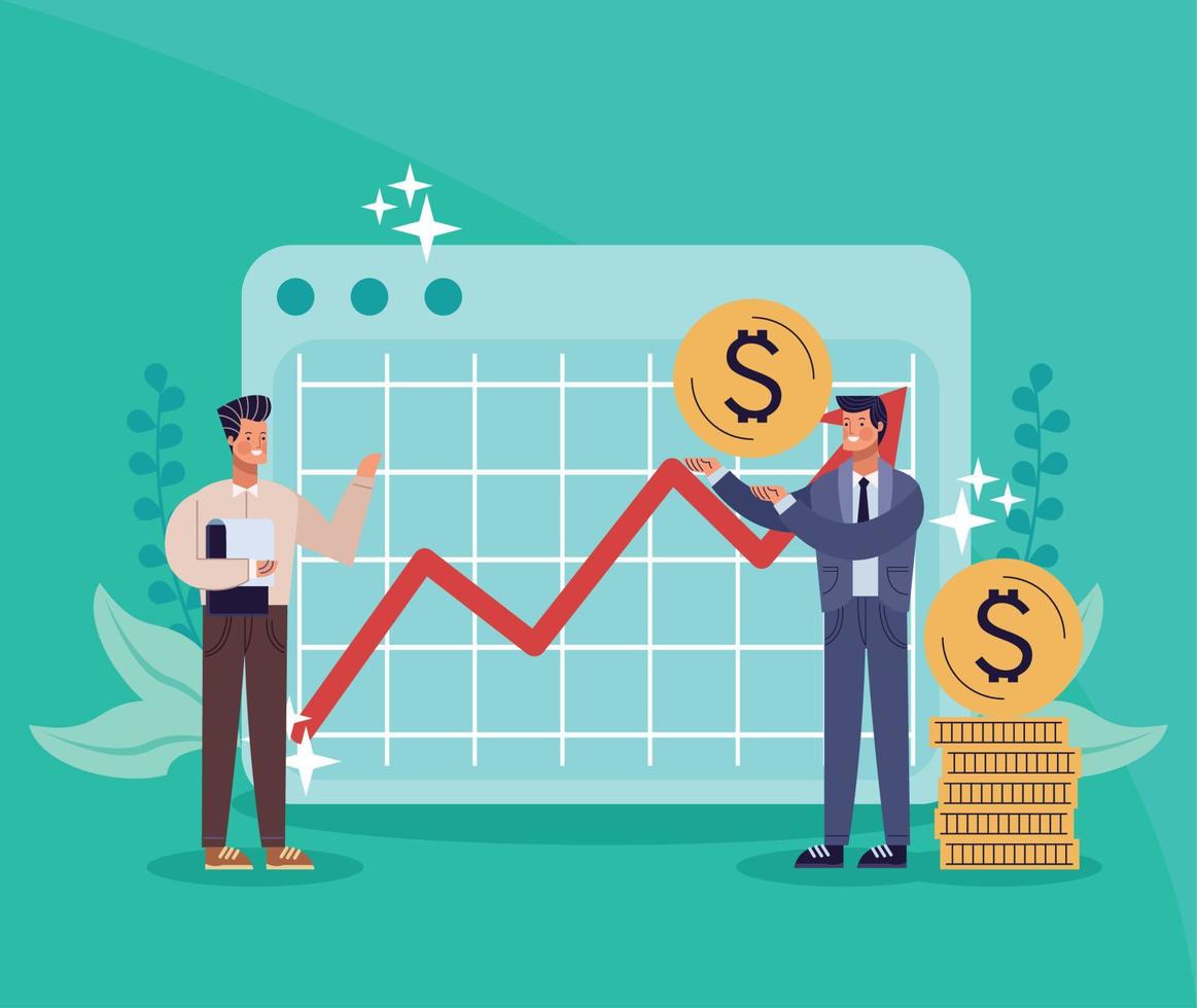 businessmen with statistics vector